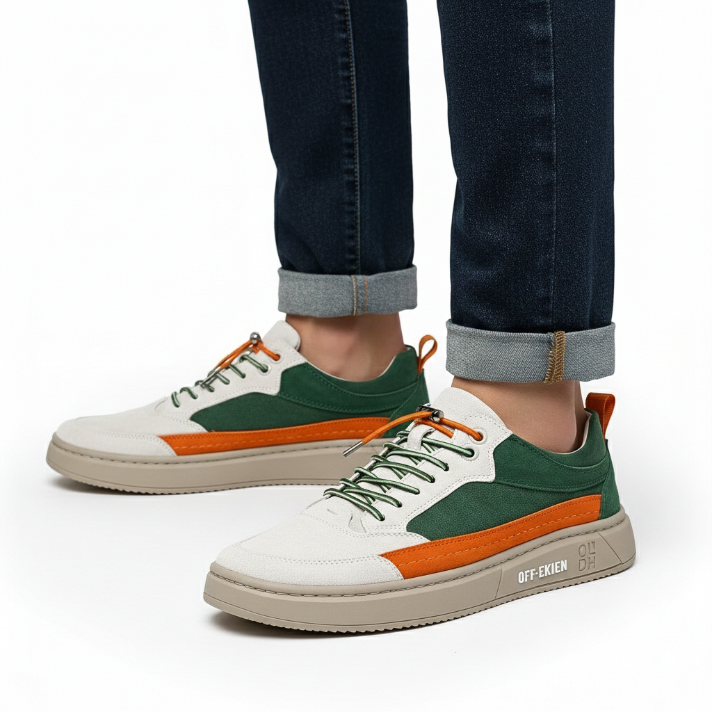 (PAGUE 1 LEVE 2 - PROMOÇÃO EXCLUSIVA) Sapatênis Masculino Em Couro Premium Off-Ekien + (BRINDE)