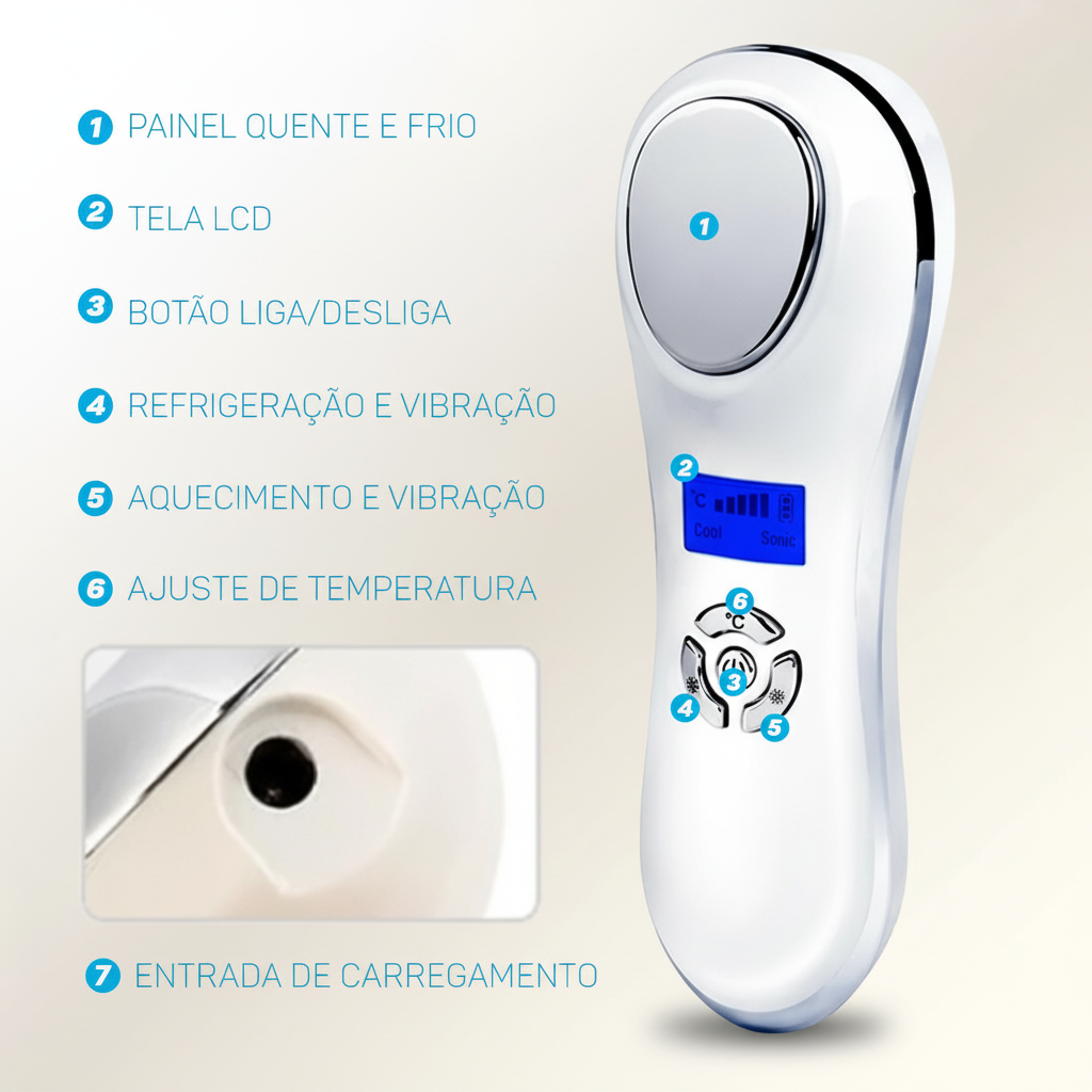 Massageador Facial Vibração - ULTRALIFT Hot e Cold