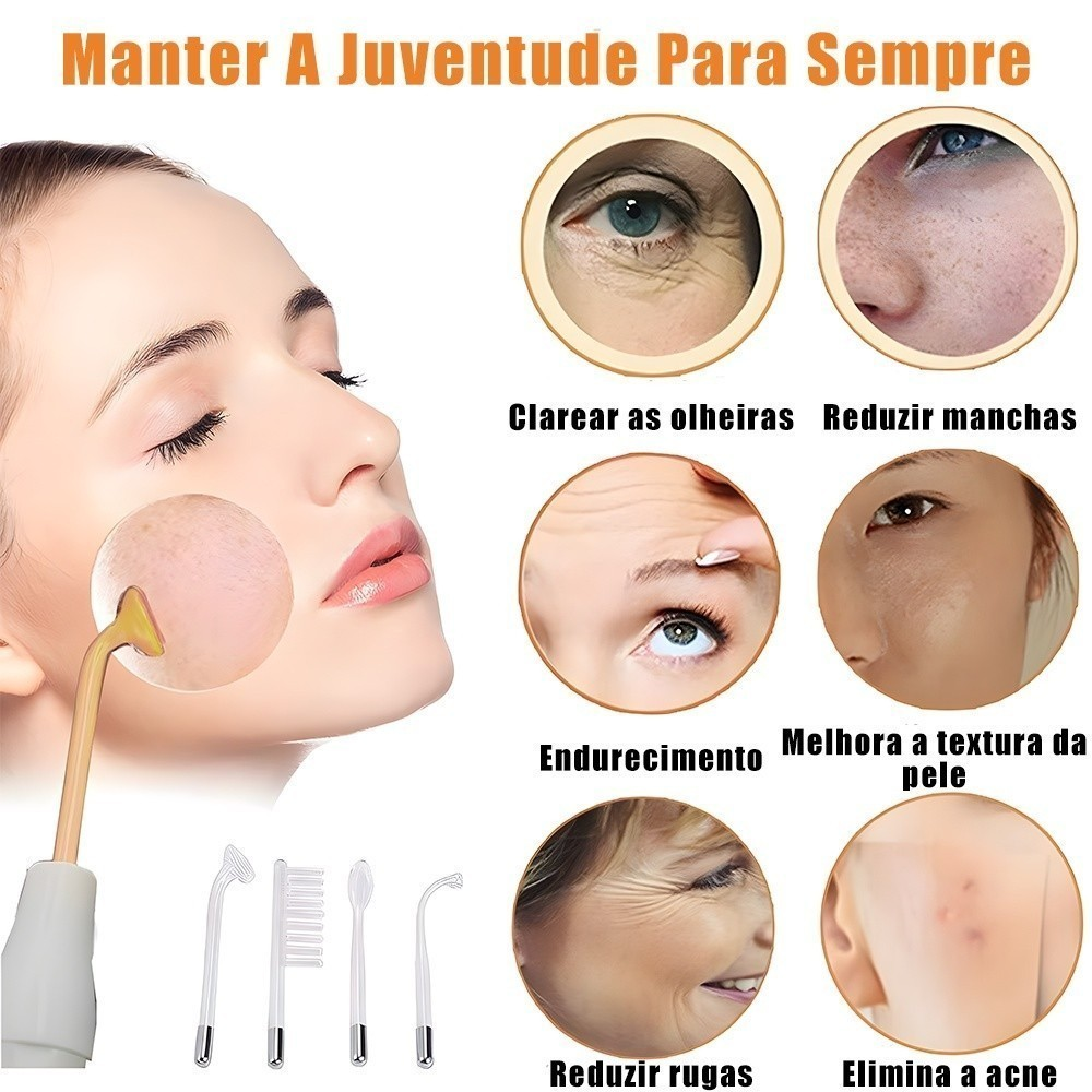 Aparelho Alta Frequência Tratamento Facial e Capilar - Portátil Bivolt