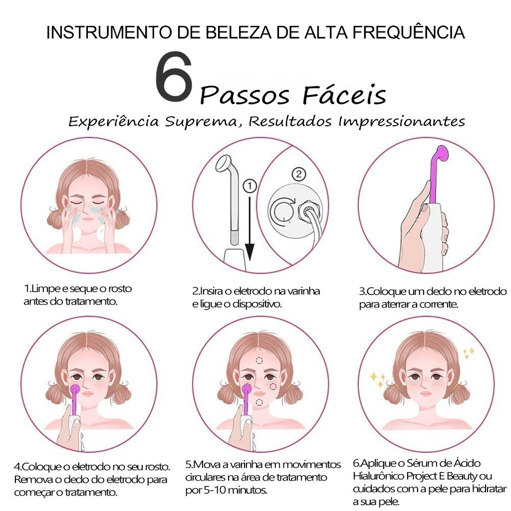 Aparelho Alta Frequência Tratamento Facial e Capilar - Portátil Bivolt