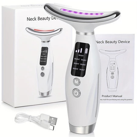 Massageador Facial e Pescoço com LED – Rejuvenescimento, Relaxamento e Pele Radiante