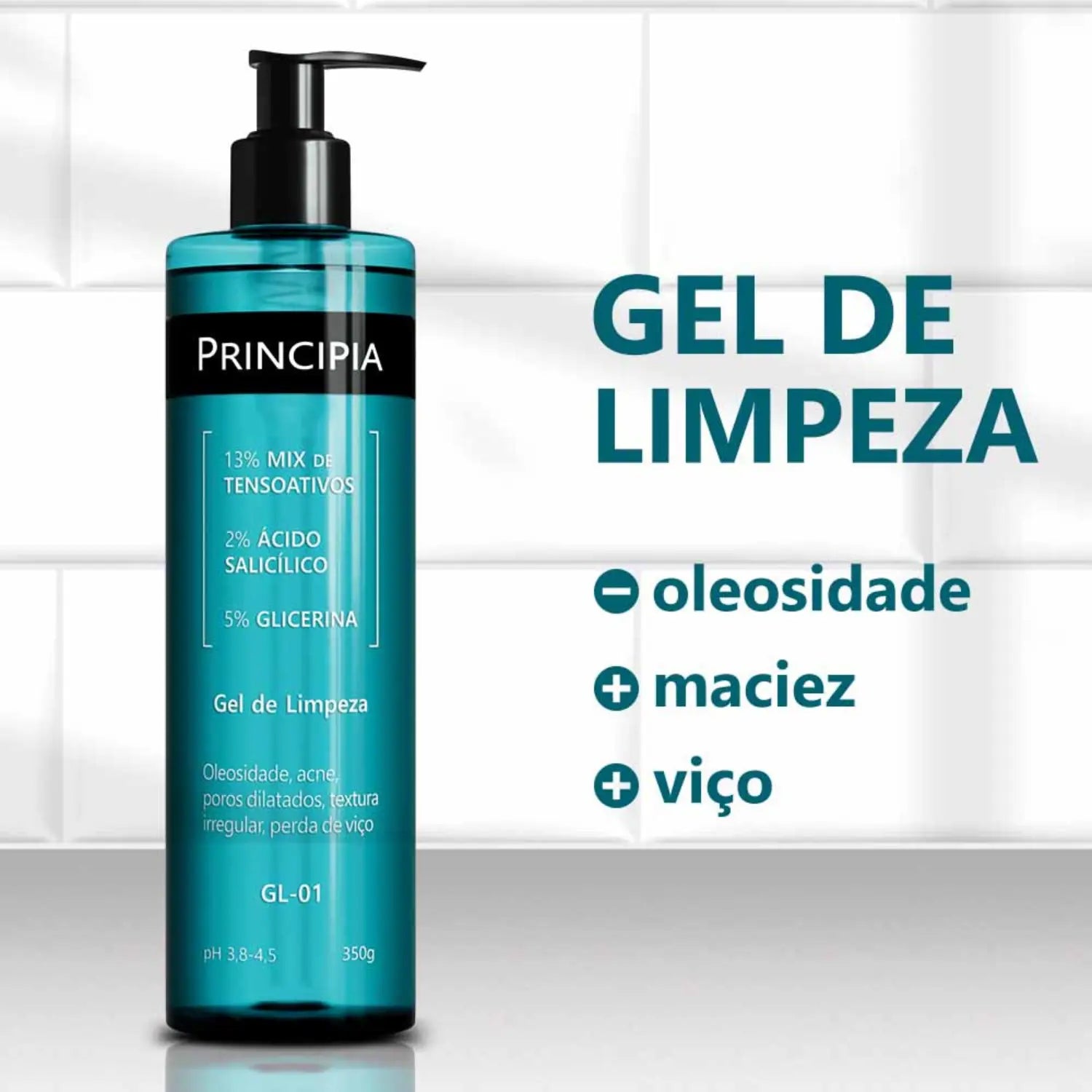 Principia Kit Anti-acne Essencial - GH-01 Gel hidratante (firmeza e viço)+ MIX 01 (oleosidade)+ GL 01 (impurezas)+ PS 01 protetor solar facial