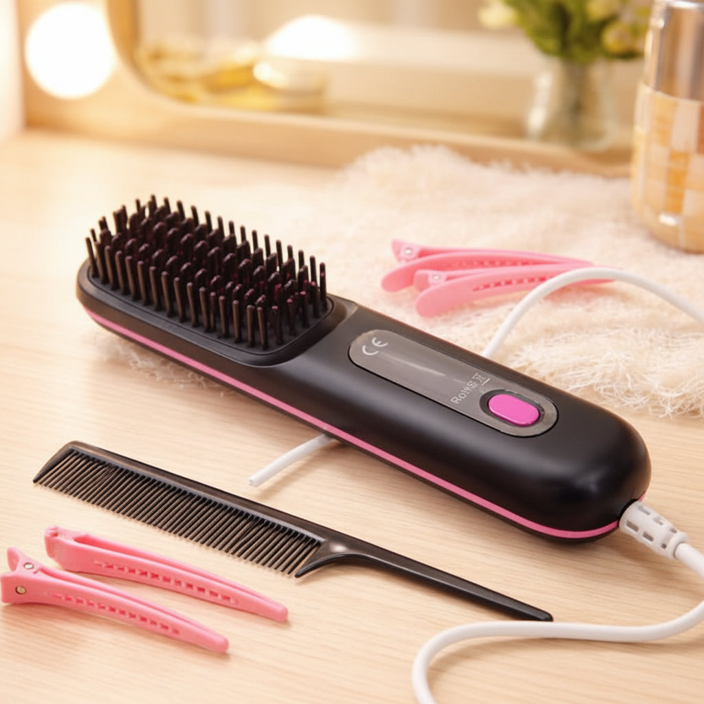 Essenza Smooth – Escova Alisadora Portátil 2 em 1 Sem Fio
