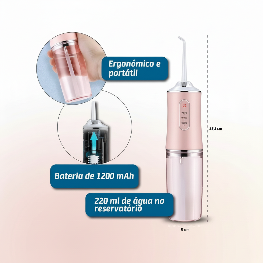 Irrigador Bucal Portátil – Jato de Água para Higiene Oral Completa