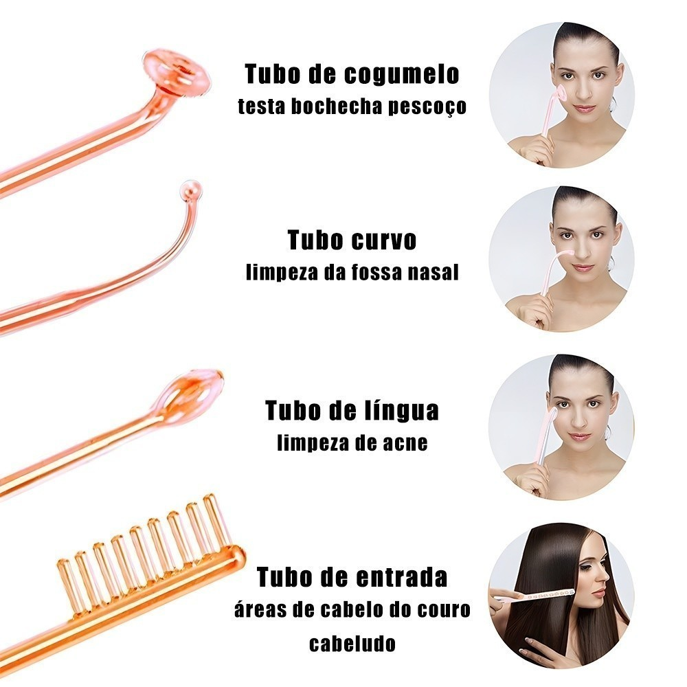 Aparelho Alta Frequência Tratamento Facial e Capilar - Portátil Bivolt