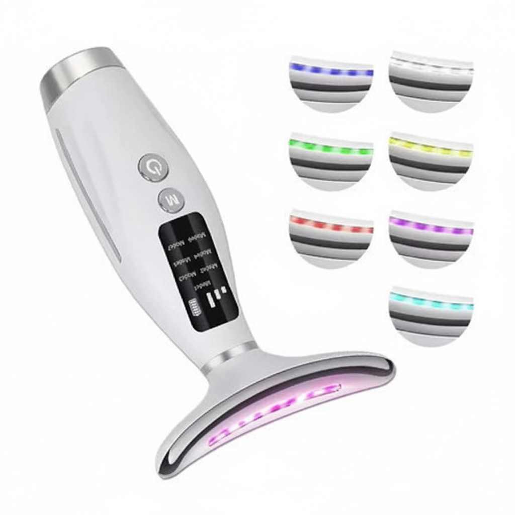 Massageador Facial e Pescoço com LED – Rejuvenescimento, Relaxamento e Pele Radiante